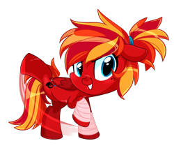 Size: 1977x1674 | Tagged: safe, artist:khimi-chan, imported from derpibooru, oc, oc only, oc:fire strike, pegasus, arm wraps, eyelashes, female, grin, kicking, mare, motion lines, pegasus oc, simple background, smiling, transparent background, wings