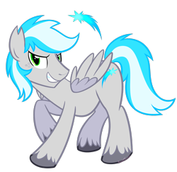 Size: 1490x1449 | Tagged: safe, artist:khimi-chan, imported from derpibooru, oc, oc only, oc:silverbolt, pegasus, colored wings, male, pegasus oc, simple background, smiling, stallion, transparent background, two toned wings, unshorn fetlocks, wings