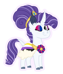 Size: 1662x1951 | Tagged: safe, artist:queenderpyturtle, imported from derpibooru, rarity, pony, chibi, eyeshadow, makeup, nonbinary pride flag, pride, pride flag, simple background, transparent background