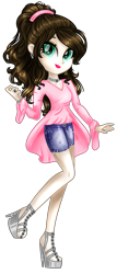 Size: 1124x2636 | Tagged: safe, artist:gihhbloonde, imported from derpibooru, oc, oc only, oc:gihh bloonde, equestria girls, clothes, eyelashes, female, high heels, lipstick, shoes, shorts, simple background, smiling, transparent background, waving