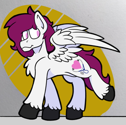 Size: 2707x2674 | Tagged: safe, artist:drheartdoodles, imported from derpibooru, oc, oc:dr.heart, clydesdale, pegasus, chest fluff, digital art, high res, male, simple background, smiling, spread wings, stallion, walking, wings