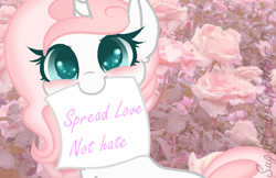 Size: 866x560 | Tagged: safe, artist:sugarcubecreationz, imported from derpibooru, oc, oc:sweetheart, unicorn, base used, cute, love, pink hair, positive message, solo