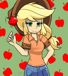 Size: 1280x1423 | Tagged: safe, artist:genericmlp, imported from derpibooru, applejack, human, clothes, humanized, shirt, solo