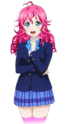 Size: 647x1235 | Tagged: safe, artist:cre58a, imported from derpibooru, pinkie pie, human, clothes, humanized, love live!, love live! school idol project, photoshop, pleated skirt, school uniform, simple background, skirt, solo, standing, transparent background, zettai ryouiki