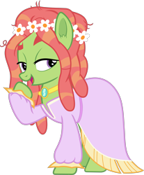 Size: 3313x4000 | Tagged: safe, artist:frownfactory, imported from derpibooru, tree hugger, earth pony, make new friends but keep discord, clothes, dress, female, floral head wreath, flower, jewelry, mare, necklace, simple background, solo, transparent background, vector