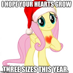 Size: 500x500 | Tagged: safe, imported from derpibooru, fluttershy, christmas, cute, happy hearth's warming, holiday, how the grinch stole christmas, imgflip, merry christmas, shyabetes, the grinch