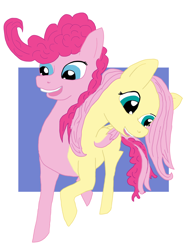 Size: 1200x1600 | Tagged: safe, artist:beautifulhorseme, imported from derpibooru, fluttershy, pinkie pie, earth pony, pegasus, pony, ettin pony, fusion, happy, two heads are better than one, two heads are sexier than one, we have become one