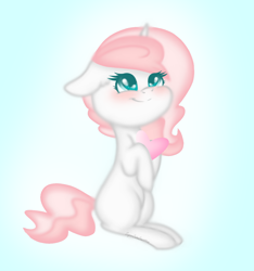 Size: 976x1044 | Tagged: safe, artist:sugarcubecreationz, imported from derpibooru, oc, oc:sweetheart, pony, unicorn, blushing, chibi, cute, cuteness overload, heart, ocbetes, solo