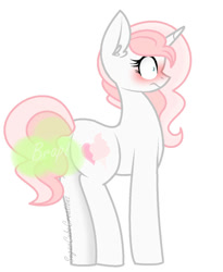 Size: 810x986 | Tagged: safe, artist:sugarcubecreationz, imported from derpibooru, oc, oc:sweetheart, pony, unicorn, blushing, butt, embarrassed, fart, fart cloud, fart noise, female, mare, onomatopoeia, plot, solo, sound effects