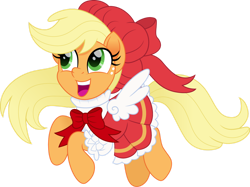 Size: 1280x959 | Tagged: safe, artist:cloudy glow, imported from derpibooru, applejack, earth pony, pony, anime, cardcaptor sakura, clothes, cosplay, costume, cute, dress, jackabetes, kinomoto sakura, sakura kinomoto, simple background, solo, transparent background, wings