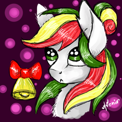 Size: 500x500 | Tagged: safe, artist:avonir, imported from derpibooru, oc, oc only, earth pony, pony, abstract background, bell, earth pony oc, signature, solo