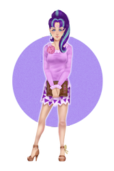 Size: 1200x1800 | Tagged: safe, artist:nifka22-02, imported from derpibooru, starlight glimmer, human, blouse, book, brooch, clothes, female, flower, high heels, humanized, jewelry, looking at you, sandals, shoes, simple background, skirt, solo, toes, transparent background