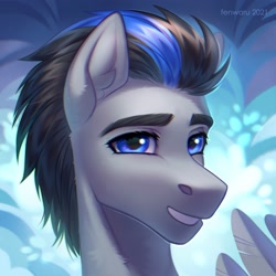 Size: 2000x2000 | Tagged: safe, artist:fenwaru, imported from derpibooru, oc, oc only, pegasus, pony, bust, high res, portrait, smiling, solo