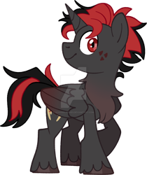 Size: 1280x1527 | Tagged: safe, artist:rohans-ponies, imported from derpibooru, oc, oc:death shine, alicorn, pony, deviantart watermark, male, obtrusive watermark, simple background, solo, stallion, transparent background, watermark