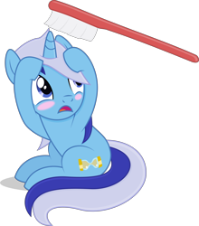 Size: 4573x5196 | Tagged: safe, artist:thatusualguy06, imported from derpibooru, minuette, pony, unicorn, .svg available, absurd resolution, blush sticker, blushing, cowering, cute, d:, do not want, female, head in hooves, mare, minubetes, open mouth, simple background, sitting, solo, toothbrush, transparent background, vector