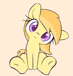 Size: 619x645 | Tagged: artist needed, safe, imported from derpibooru, noi, earth pony, pony, cute, eyelashes, female, filly, head tilt, long eyelashes, looking at you, noiabetes, sitting, solo, underhoof