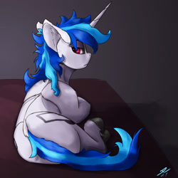 Size: 1600x1600 | Tagged: safe, artist:tenebrisnoctus, imported from derpibooru, dj pon-3, vinyl scratch, pony, unicorn, butt, ear fluff, female, frown, lidded eyes, looking at you, looking back, looking back at you, lying down, mare, plot, prone, signature, solo