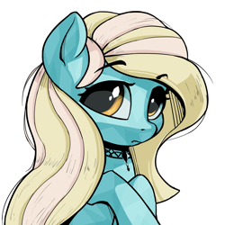 Size: 4000x4000 | Tagged: safe, artist:ahobobo, imported from derpibooru, oc, oc only, oc:sapphire oasis, crystal pony, pony, bust, choker, crystal pony oc, female, mare, portrait, solo