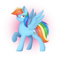 Size: 1280x1280 | Tagged: safe, artist:bloodyartwork, imported from derpibooru, rainbow dash, pegasus, pony, female, mare, raised hoof, simple background, smiling, smirk, solo, spread wings, transparent background, wings