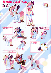 Size: 2030x2861 | Tagged: safe, artist:khimi-chan, imported from derpibooru, oc, oc only, oc:neigh-apolitan, cat, changeling queen, pony, unicorn, equestria girls, baby, baby pony, bow, changeling queen oc, clothes, dress, equestria girls-ified, female, hair bow, hat, high res, horn, reference sheet, unicorn oc, witch hat