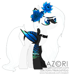 Size: 440x469 | Tagged: safe, artist:nazori, imported from derpibooru, oc, oc only, bat pony, pony, base used, bat pony oc, bat wings, choker, floral head wreath, flower, rose, simple background, solo, transparent background, wings