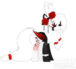 Size: 613x560 | Tagged: safe, artist:nazori, imported from derpibooru, oc, oc only, bat pony, pony, base used, bat pony oc, bat wings, choker, floral head wreath, flower, rose, simple background, solo, transparent background, wings