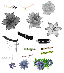 Size: 283x320 | Tagged: safe, artist:nazori, imported from derpibooru, base, choker, flower, no pony, rose, simple background, spiked choker, white background