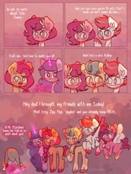 Size: 1200x1600 | Tagged: safe, artist:sockiepuppetry, imported from derpibooru, hitch trailblazer, izzy moonbow, pipp petals, sunny starscout, zipp storm, earth pony, pegasus, pony, unicorn, argyle starshine, candle, comic, feels, female, flower, flying, g5, glowing, glowing horn, gravestone, horn, magic, male, mane five (g5), mare, markings, my little pony: a new generation, siblings, sisters, stallion, unshorn fetlocks