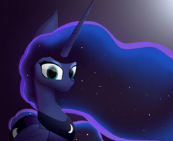 Size: 1870x1527 | Tagged: safe, artist:twobestfriendsstudio, imported from derpibooru, princess luna, alicorn, pony, ethereal mane, female, mare, solo