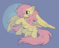 Size: 1516x1231 | Tagged: safe, artist:hioshiru, imported from derpibooru, fluttershy, pegasus, pony, chest fluff, cute, ear fluff, elbow fluff, female, fluffy, mare, open mouth, profile, raised hoof, shyabetes, simple background, solo, spread wings, wings