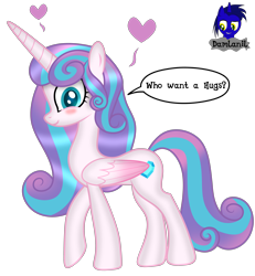 Size: 3840x4154 | Tagged: safe, artist:damlanil, imported from derpibooru, princess flurry heart, alicorn, pony, blushing, comic, cute, dialogue, female, floating heart, flurrybetes, folded wings, full body, grammar error, happy, heart, high res, horn, looking at you, mare, older, older flurry heart, shine, shiny mane, show accurate, simple background, smiling, solo, speech bubble, talking to viewer, text, transparent background, vector, wings