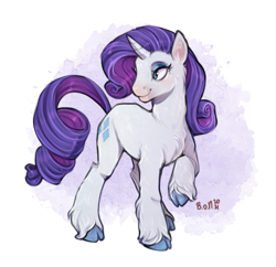 Size: 1429x1385 | Tagged: safe, artist:birdoffnorth, imported from derpibooru, rarity, pony, unicorn, chest fluff, cloven hooves, female, mare, raised hoof, solo, unshorn fetlocks