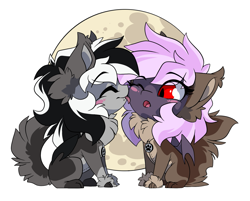 Size: 1891x1519 | Tagged: safe, artist:arctic-fox, imported from derpibooru, oc, oc:sak, oc:stormdancer, bat pony, undead, vampire, vampony, animal costume, clothes, costume, cute, halloween, halloween costume, holiday, licking, moon, red eyes, sakancer, simple background, sticker, tongue out, transparent background, wolf costume