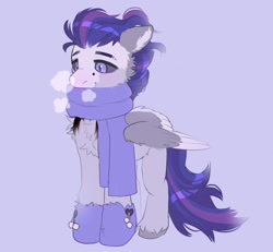 Size: 2048x1889 | Tagged: safe, artist:draw3, imported from derpibooru, oc, oc only, pegasus, pony, black sclera, breath, clothes, mittens, scarf, slit pupils, spread wings, wings
