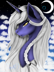 Size: 1500x2000 | Tagged: safe, artist:ladylunerbubble, imported from derpibooru, oc, unicorn, moon, painting, solo