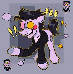 Size: 1590x1624 | Tagged: safe, artist:draw3, imported from derpibooru, earth pony, pony, deltarune, grin, ponified, smiling, solo, spamton, sunglasses