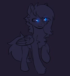 Size: 1042x1136 | Tagged: safe, artist:draw3, imported from derpibooru, oc, oc only, pegasus, pony, chest fluff, glowing, glowing eyes, smiling, solo