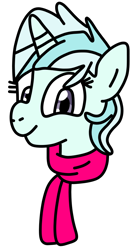 Size: 550x1000 | Tagged: safe, artist:jadeharmony, imported from derpibooru, oc, oc only, oc:riski alpine, pony, unicorn, icey-verse, bust, clothes, female, mare, offspring, parent:double diamond, parent:lyra heartstrings, parents:lymond, scarf, simple background, solo, transparent background