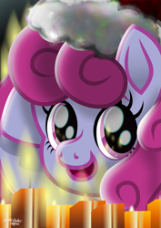 Size: 1931x2727 | Tagged: safe, artist:lincolnbrewsterfan, derpibooru exclusive, imported from derpibooru, oc, oc only, oc:mulberry blessing, earth pony, pony, .svg available, :d, adorable face, bust, candle, candlelight, candlestick, christmas, curly mane, curly tail, cute, earth pony oc, female, fuchsia mane, fuchsia tail, glow, happy, hat, heart, heart hoof, highlights, holiday, hooves together, inkscape, light, looking at you, mane, mare, movie accurate, nc-tv signature, no base, ocbetes, open mouth, open smile, profile, purple mane, purple tail, reflection, refraction, santa hat, shine, signature, simple background, smiling, smiling at you, solo, style emulation, svg, tail, vector