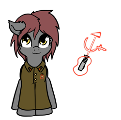 Size: 863x853 | Tagged: safe, alternate version, artist:neuro, oc, oc only, oc:veronika, earth pony, pony, clothes, communism, female, hammer and sickle, lightsaber, looking at you, mare, simple background, solo, star wars, transparent background, uniform, weapon