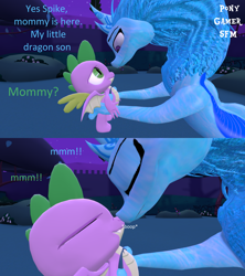 Size: 1920x2160 | Tagged: safe, artist:ponygamer2020, imported from derpibooru, spike, dragon, father knows beast, 3d, alternate ending, boop, comic, crossover, dialogue, disney, eye contact, eyes closed, female, garden, good end, happy, happy ending, headcanon, looking at each other, looking at someone, male, mommy, mother, mother and child, mother and son, night, noseboop, nuzzling, raya and the last dragon, sad, sisu, source filmmaker, spike is sisu's son, spike's mother, winged spike, wings