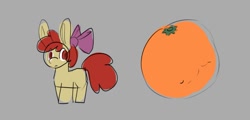 Size: 1079x517 | Tagged: safe, artist:aliceg, imported from derpibooru, apple bloom, earth pony, pony, female, filly, food, orange, solo