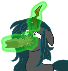 Size: 6321x6650 | Tagged: safe, artist:shootingstarsentry, imported from derpibooru, oc, oc:nightshade (digimonlover101), changepony, hybrid, absurd resolution, female, hyperventilating, interspecies offspring, magic, offspring, paper bag, parent:king sombra, parent:queen chrysalis, parents:chrysombra, simple background, solo, transparent background, vector