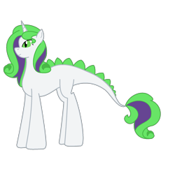 Size: 1720x1664 | Tagged: safe, artist:michellminor, imported from derpibooru, dracony, hybrid, female, horn, interspecies offspring, offspring, parent:rarity, parent:spike, parents:sparity, simple background, solo, transparent background