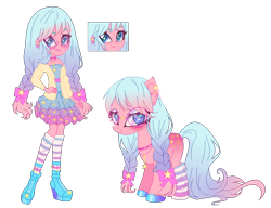 Size: 778x598 | Tagged: safe, artist:gihhbloonde, imported from derpibooru, oc, oc only, earth pony, pony, equestria girls, base used, braid, clothes, earth pony oc, equestria girls-ified, eyelashes, female, high heels, hoof polish, makeup, shoes, simple background, skirt, smiling, socks, striped socks, transparent background