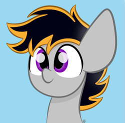 Size: 779x765 | Tagged: safe, artist:sugarcloud12, imported from derpibooru, oc, oc only, earth pony, pony, blue background, bust, earth pony oc, male, portrait, purple eyes, signature, simple background, solo, stallion, two toned mane