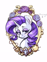 Size: 1200x1600 | Tagged: safe, artist:noupie, imported from derpibooru, rarity, pony, bust, jewelry, portrait, simple background, solo, white background
