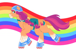 Size: 1280x854 | Tagged: safe, artist:itstechtock, imported from derpibooru, sunny starscout, earth pony, pony, g5, helmet, my little pony: a new generation, roller skates, solo
