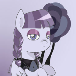 Size: 1024x1024 | Tagged: safe, artist:wrath-marionphauna, imported from derpibooru, inky rose, pegasus, braided pigtails, eyeshadow, goth, makeup, serious, serious face, solo