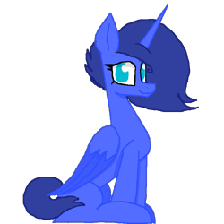 Size: 700x700 | Tagged: safe, artist:ponies and cuddles, artist:princessmoonlight, imported from derpibooru, oc, oc only, oc:blazing blue, alicorn, looking at you, simple background, sitting, smiling, solo, transparent background